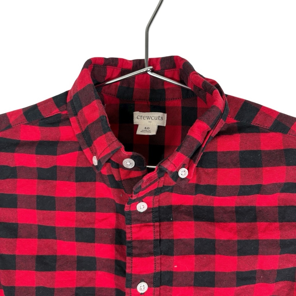Crewcuts Kids 10 Long Sleeve Button Down Classic Red Black Checkered Shirt Youth - Picture 2 of 6